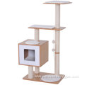 Modern Cat Tree Scratching Post With Cube Cave